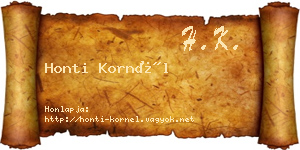 Honti Kornél névjegykártya